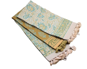 Block Print Cotton Tea Towel | Handcrafted Kitchen Decor | Reusable Boho Cotton Dish Cloth