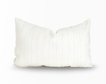 Hand Block Print Lumbar Pillow Cover | Linen Fabric, Minimalist Stripes