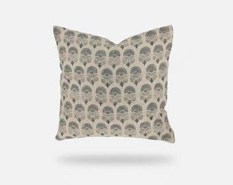 Handmade Block Printed Linen Pillow Cover | Floral Decorative Throw Cushion | Boho Modern Farmhouse Spring Home Decor | Housewarming Gift