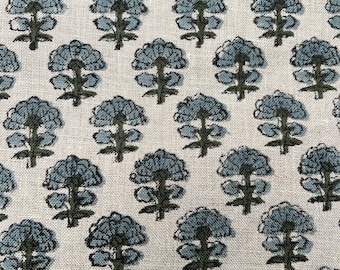 16 Yards Cut Out Block Print Linen Fabric | 58" Wide Designer Heavy Linen | Farmhouse Home Decor Pillow, Cushion, Curtain, Upholstery