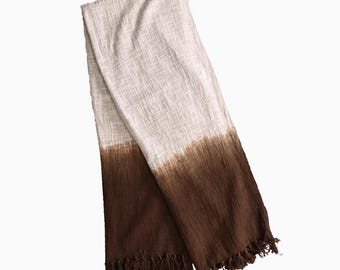 Handwoven Ombre Wool Throw Blanket | Textured Farmhouse Boho Decor