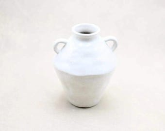 Neutral Black Handle Ceramic Vase – Handcrafted Flower Vase, Modern Rustic Home Decor, Gift for Her