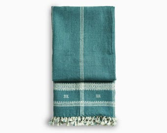 Handmade Bhujodi Wool Throw | Vintage Indian Blanket | Natural Dye Blue Handwoven Boho Home Decor