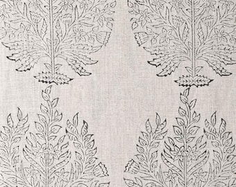 Block Print Linen Fabric by Yard | 58" Wide Designer Heavy Linen | Farmhouse Home Decor Pillow, Cushion, Curtain, Upholstery, Sewing | Dylan