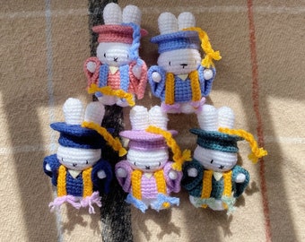 Graduation Bunny Crochet Amigurumi Plushie