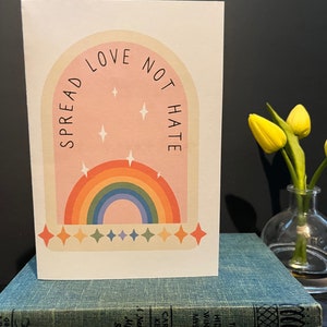 Verspreid liefde en geen haat: afdrukbare trotskaarten | Ondersteunende bondgenootberichten | LGBTQ+ digitale wenskaarten | Pride Maand| Directe download