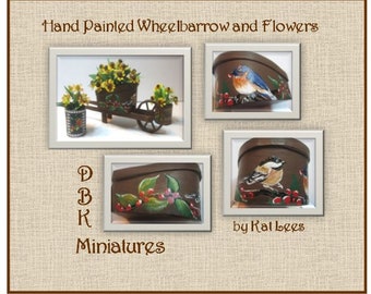 Hand Painted Wheelbarrow and Flowers