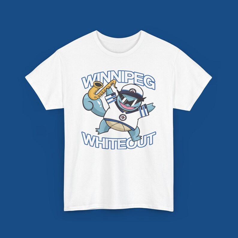 Winnipeg Jets Whiteout Squirtle Sax Unisex Tee zdjęcie 1