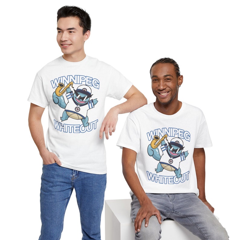 Winnipeg Jets Whiteout Squirtle Sax Unisex Tee zdjęcie 4