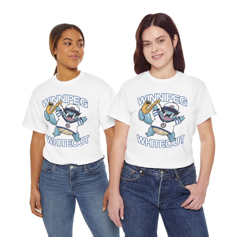 Winnipeg Jets Whiteout Squirtle Sax Unisex Tee zdjęcie 3