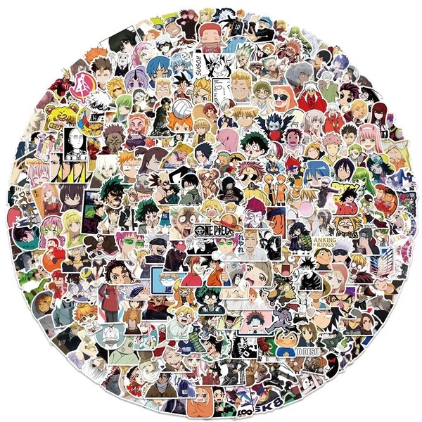 300 Stickers manga Naruto, DBZ , One Piece, jujutsu kaisen étanches pour ordinateur portable, moto, bagages, téléphone,