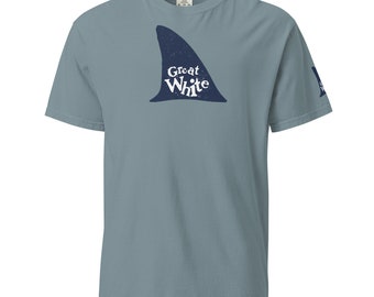 Great White Shark Fin T-Shirt – Heavyweight Cotton Tee, USA Printed