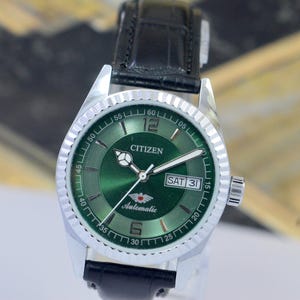 Vintage Citizen Automatic Men&#39;s Watch | Green Dial, Repainted, 21 Jewels, Day-Date 8200A Japan Movement