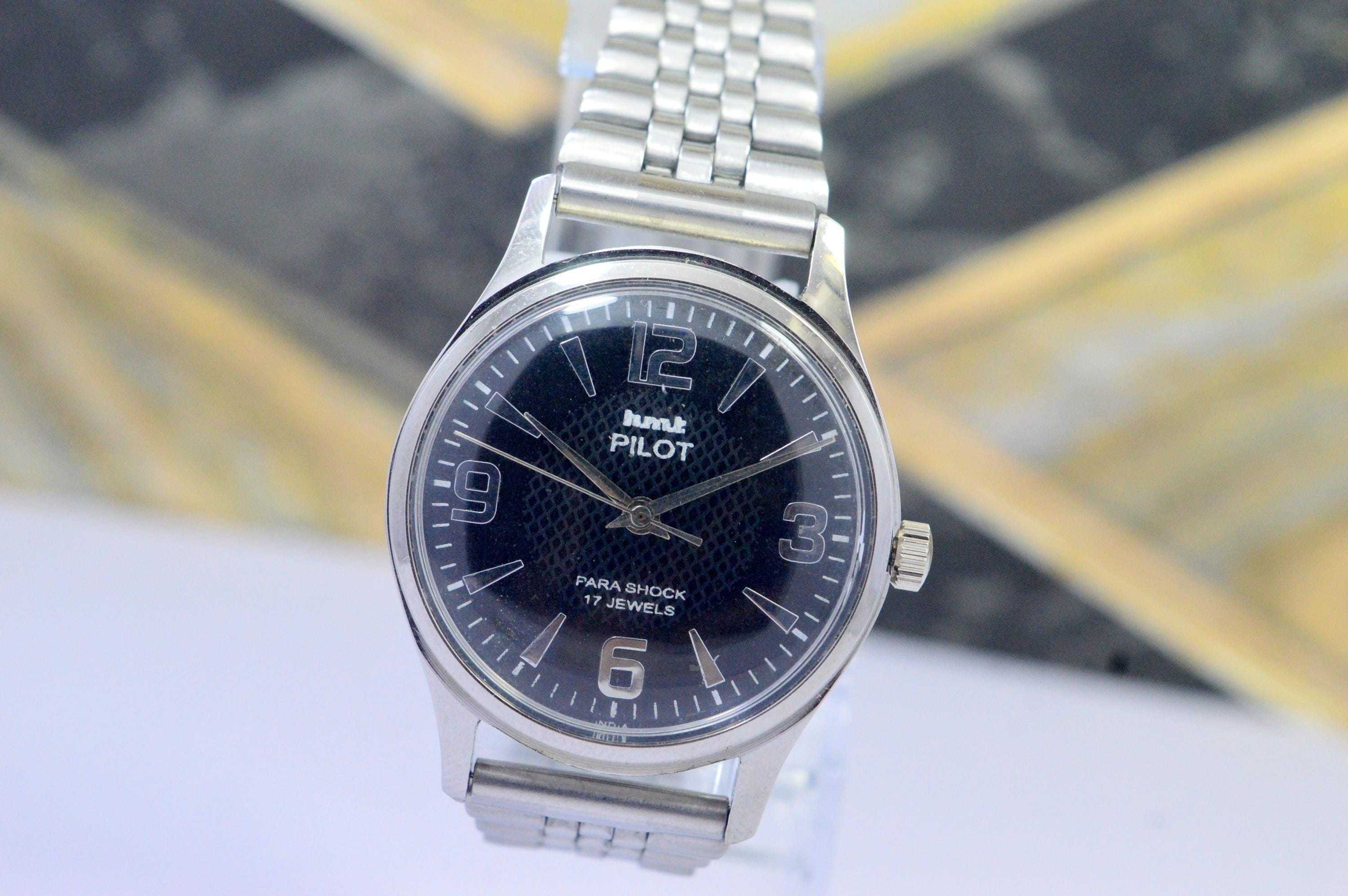 極上品◇HMT SONA 手巻き 機械式 腕時計 ネイビー 希少 HMT SONA 手 