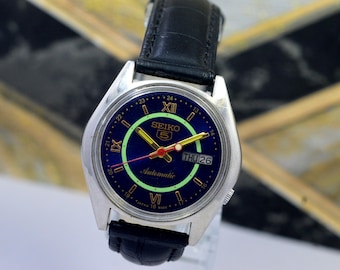 SEIKO 自動巻き SEIKO5 ブルーダイヤル デイデイト 腕時計 稼動品 ヴィンテージ レア オリジナル セイコー 5 自動巻き ブルー ダイヤル