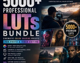 5000+ Professional LUTs Bundle – Cinematic Color Grading Presets for Photo & Video Editing