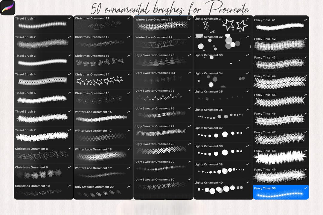 50 Christmas Brushes for Procreate – Festive & Winter Illustration Kit ...