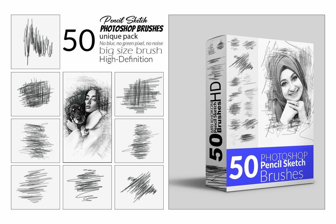 50 Photoshop Pencil Sketch Brushes | High Qulaity Shading, Texture ...