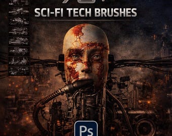 Más de 70 pinceles tecnológicos de ciencia ficción para Photoshop: conjunto mecánico e industrial