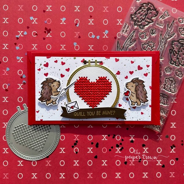 Embroidery Hoop Porcupine Valentine’s Day Card