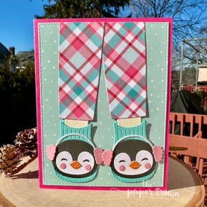 Pink und Teal Karierter Pinguin Gemütlicher Pjs mit Swivel Surprise PopUp