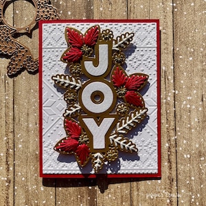 Tarjeta Joy Cosida Bordada a Mano Rojo/Oro