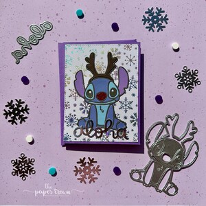 Stitch Rentier Aloha Weihnachtskarte