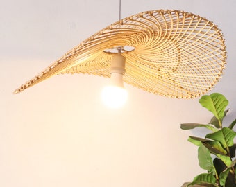 Rotan hanglamp, rieten kroonluchter handgeweven lampenkap hangende mand flexibel hout swag touw bruiloft restaurant evenementenverlichting