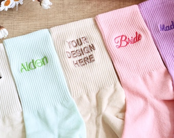 Custom Text Embroidery Socks, Personalized Wedding Party Gifts