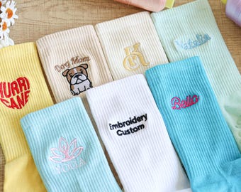 Custom Yoga Pilates Socks with your name,text,logo, Personalised Women’s Socks, Non Slip Trainer socks, Party Favors Gift, Gift for Mom