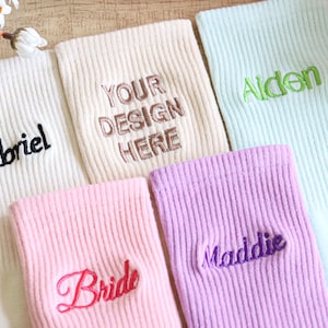 Customizable text embroidery socks, personalized embroidery design socks, wedding party socks, bachelor party socks, unisex socks