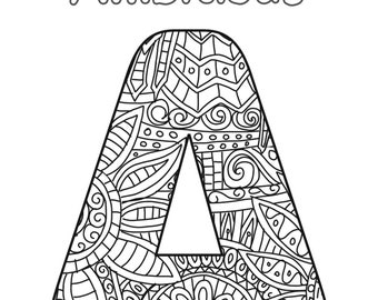 Mandala Alphabet-2 Coloring Page 8.5x11 | Instant Download: PDF file I Printable Coloring Sheet I Mandala Motifs | Personality Trait Words