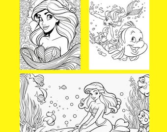 Disney Coloring Book - Ariel - Simple to Complex - Coloring for Adults and Kids - Printable - Coloring Pages