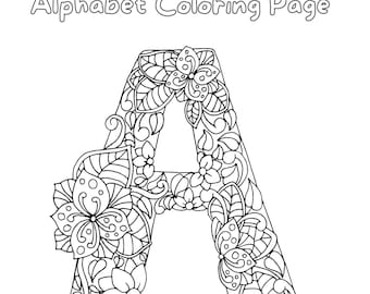 Mandala Alphabet Coloring Page 8.5x11 | Instant Download: PDF I Printable Coloring Sheet I Mandala Nature Coloring Page