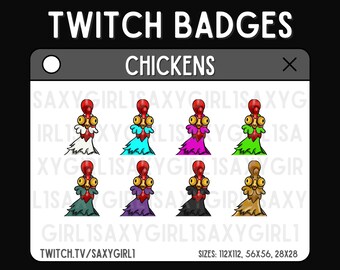 Chickens | Pack of 8 High-Quality | Feathered Victory Series Emote Badges | Twitch Discord Youtube Kick