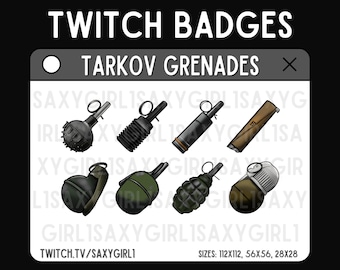 Escape From Tarkov (EFT) Grenades | Pack of 8 High-Quality Handmade | Tactical Explosive Emote Badges | Twitch Discord Youtube Kick