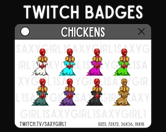 Chickens | Pack of 8 High-Quality | Feathered Victory Series Emote Badges | Twitch Discord Youtube Kick
