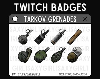 Escape From Tarkov (EFT) Grenades | Pack of 8 High-Quality Handmade | Tactical Explosive Emote Badges | Twitch Discord Youtube Kick