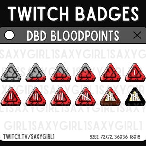Dead By Daylight (DBD) Bloodpoints Badges | Set of 12 High-Quality | DBD Bloodweb Emote Badges | Twitch Discord Youtube Kick | DBD Sub Badge