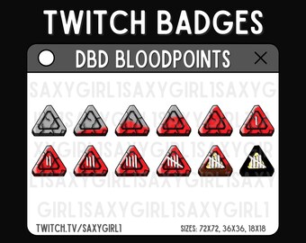 Dead By Daylight (DBD) Bloodpoints Badges | Set of 12 High-Quality | DBD Bloodweb Emote Badges | Twitch Discord Youtube Kick | DBD Sub Badge