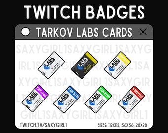 Escape From Tarkov Labs Keycards Bits/Subs Badges | Set of 7 High-Quality | EFT Labs Terragroup Sub Bit Badges | Twitch Discord Youtube Kick