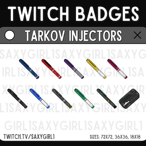 Tarkov Injectors and Case Bits/Sub Badges Set of 11 High-Quality | EFT Medication Emote Badges | Twitch Discord Youtube Kick