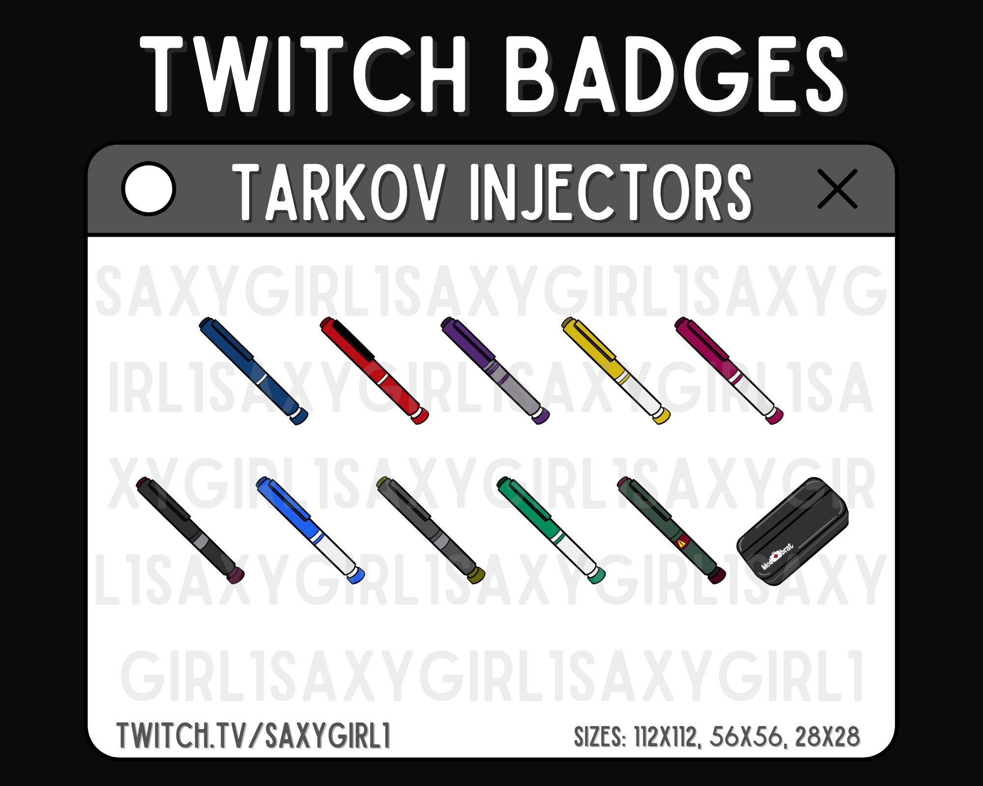 Tarkov Injectors and Case Bits/sub Badges Set of 11 Highquality EFT