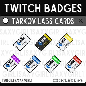 Escape From Tarkov Labs Keycards Bits/Subs Badges | Set of 7 High-Quality | EFT Labs Terragroup Sub Bit Badges | Twitch Discord Youtube Kick