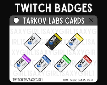 Escape From Tarkov Labs Keycards Bits/Subs Badges | Set of 7 High-Quality | EFT Labs Terragroup Sub Bit Badges | Twitch Discord Youtube Kick