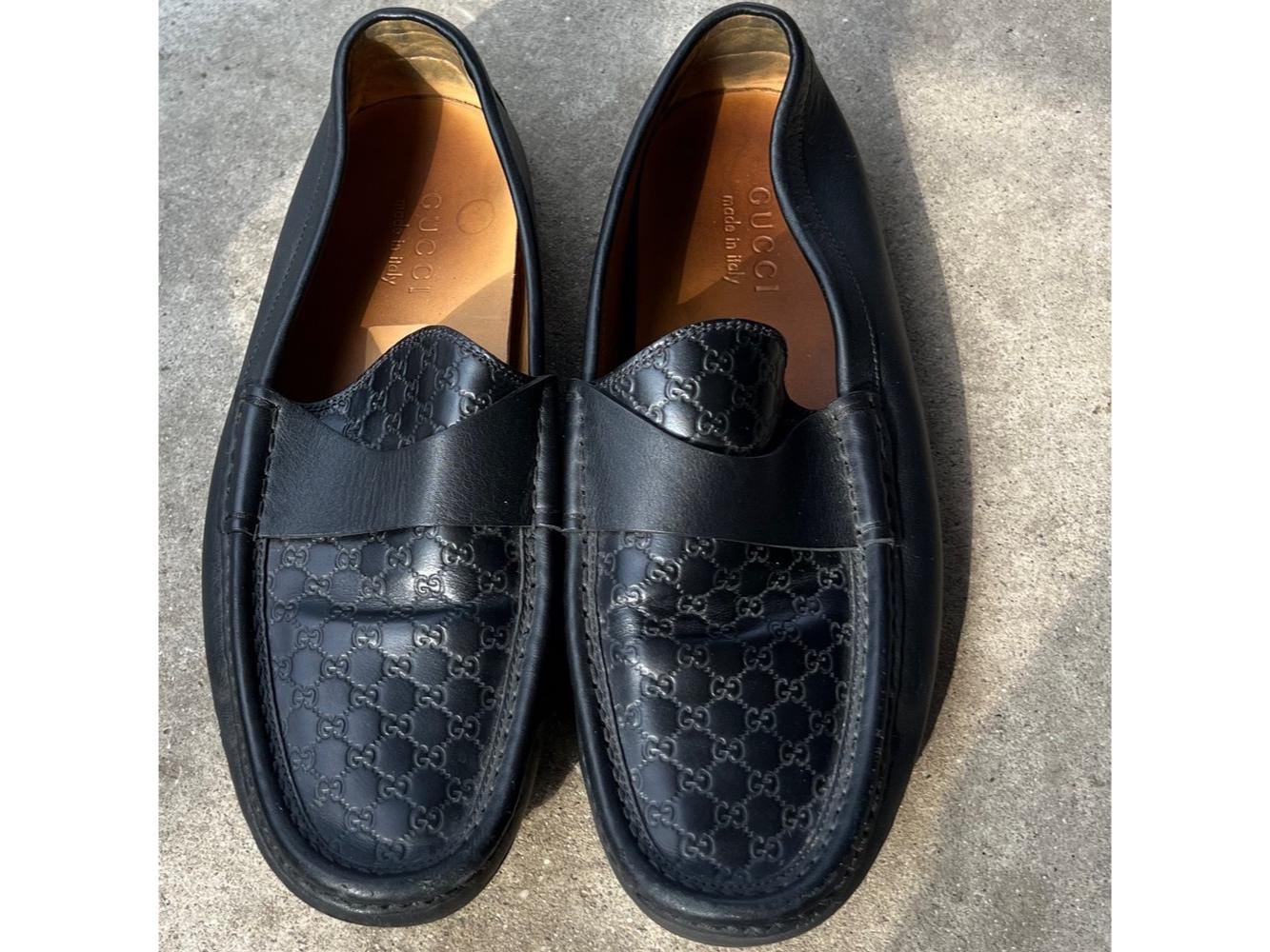 Gucci Men\'s Embossed Black Leather Slip-Ons Gucci Men main image 3