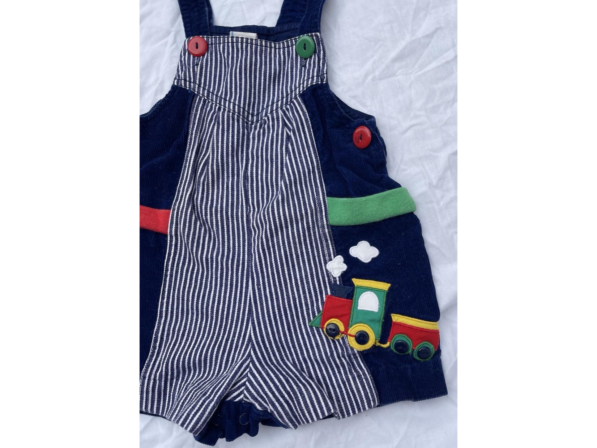 ロンパース・カバーオール baby snap overall railroad flora 18-24m