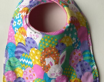 Easter Baby Bib:  Easter Eggs and Bunnies