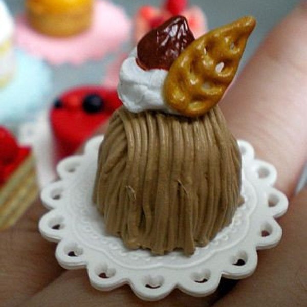Cute Miniature Dessert Food Rings - Yummy Elegant Cakes and Pastries Kawaii Japanese charms Lolita dessert cute