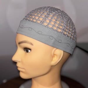 Classic Gray Handmade Knit Judi / Kufi Hat for Muslim Men - Warm, Stylish, and Soft